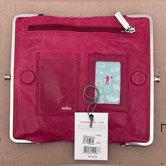 HOBO Lauren Leather Double Frame Wallet/Clutch in Red - Picture 4 of 5